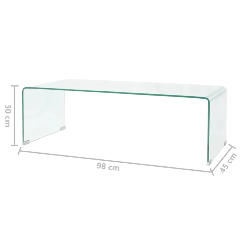 Table basse de salon design contemporain 98 x 45 x 30 cm Verre trempé Transparent DEC037252