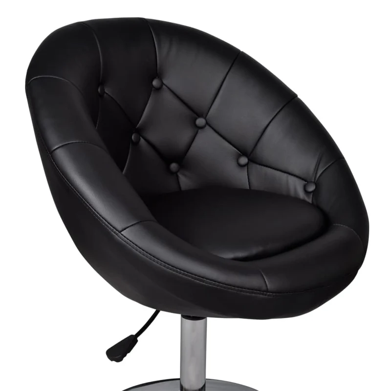 Lot de 2 fauteuils lounge de bar chaise de club oeuf en PVC noir cadre en acier DEC029812