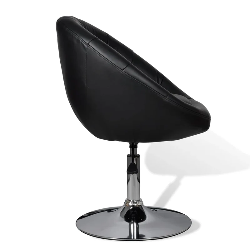 Lot de 2 fauteuils lounge de bar chaise de club oeuf en PVC noir cadre en acier DEC029812