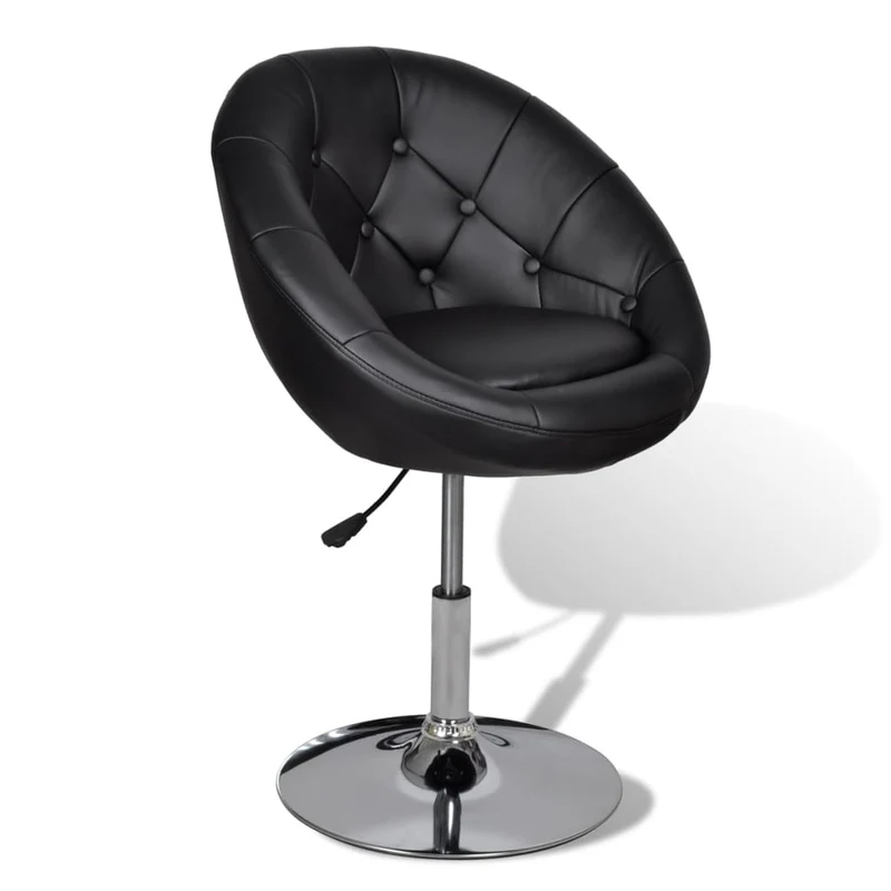 Lot de 2 fauteuils lounge de bar chaise de club oeuf en PVC noir cadre en acier DEC029812