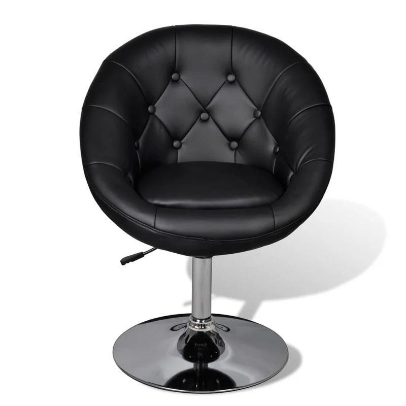Lot de 2 fauteuils lounge de bar chaise de club oeuf en PVC noir cadre en acier DEC029812