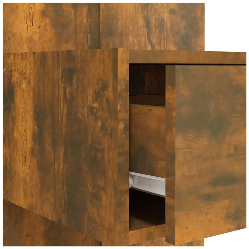Tête de lit accessoire couchage chambre à coucher meuble avec chevet intégré étagère MDF marron clair TDL0205843