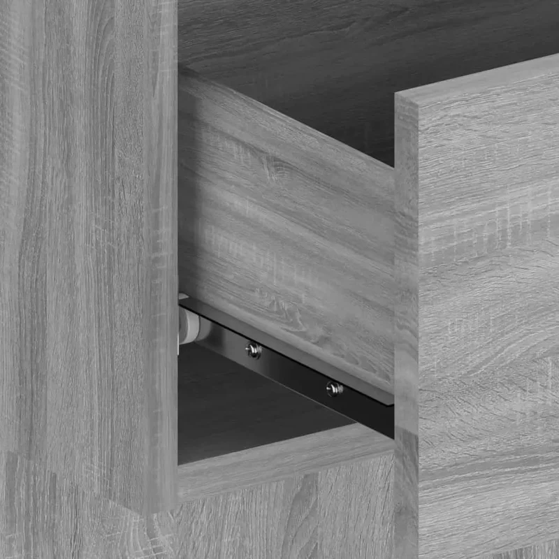 Tête de lit accessoire couchage chambre à coucher meuble avec chevet intégré étagère MDF gris TDL0205808