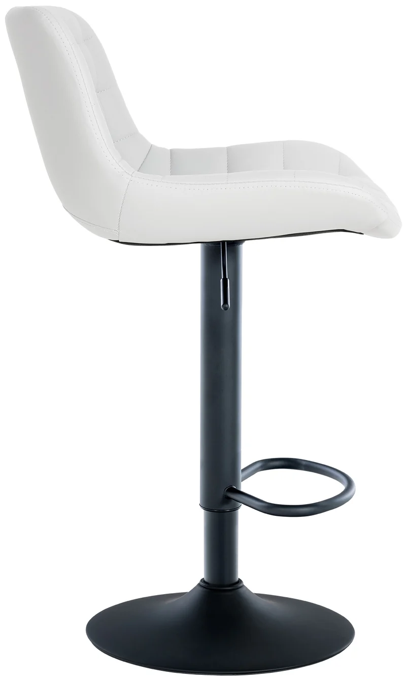 Tabouret de bar x1 structure métallique noir assise en PVC blanc avec surpiqûres 10_0005443