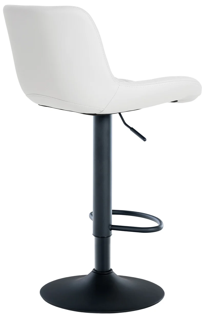 Tabouret de bar x1 structure métallique noir assise en PVC blanc avec surpiqûres 10_0005443