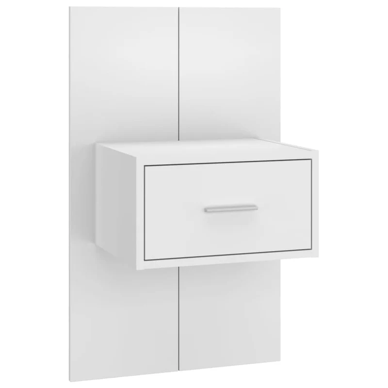 Tête de lit accessoire couchage chambre à coucher meuble avec chevet intégré étagère MDF blanc TDL0205860