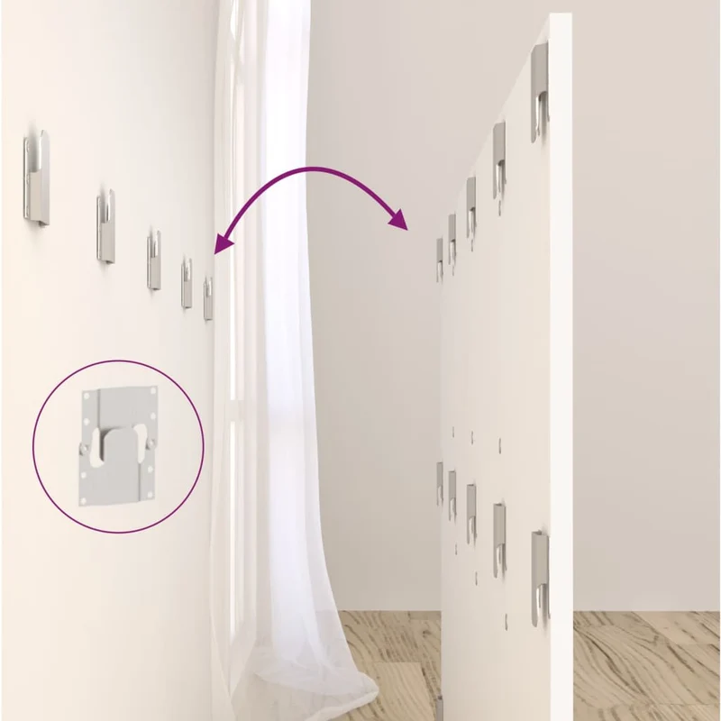 Tête de lit accessoire couchage chambre à coucher meuble avec chevet intégré étagère MDF blanc TDL0205860