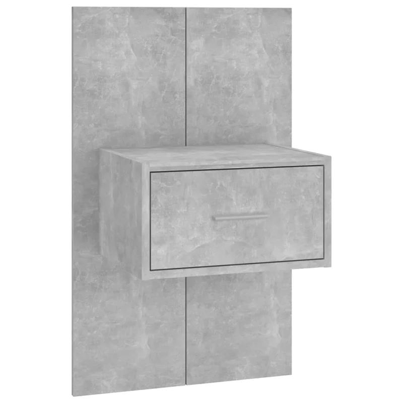 Tête de lit accessoire couchage chambre à coucher meuble avec chevet intégré étagère MDF gris TDL0205814