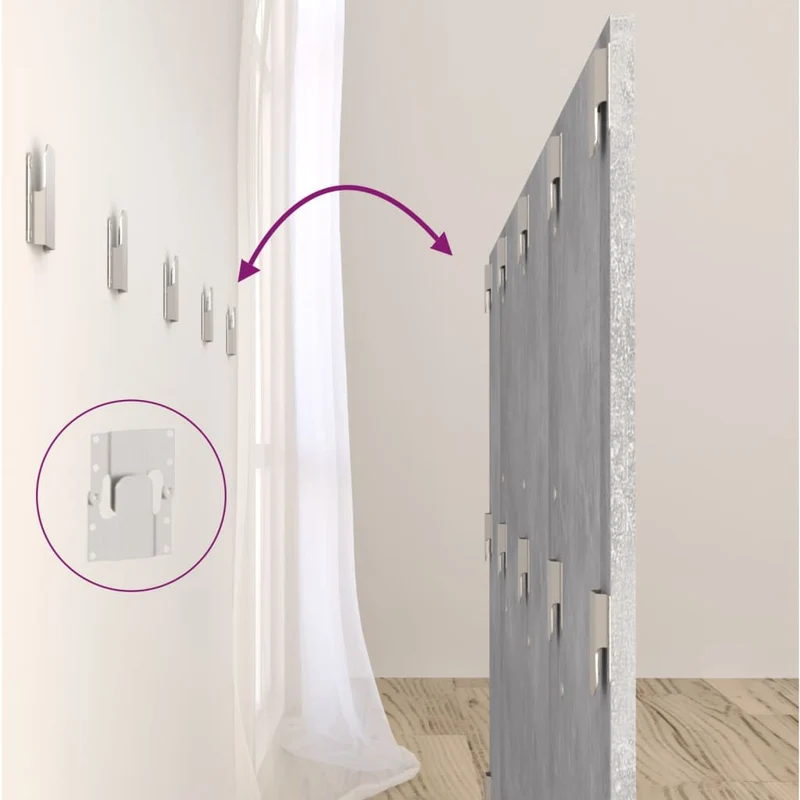 Tête de lit accessoire couchage chambre à coucher meuble avec chevet intégré étagère MDF gris TDL0205814