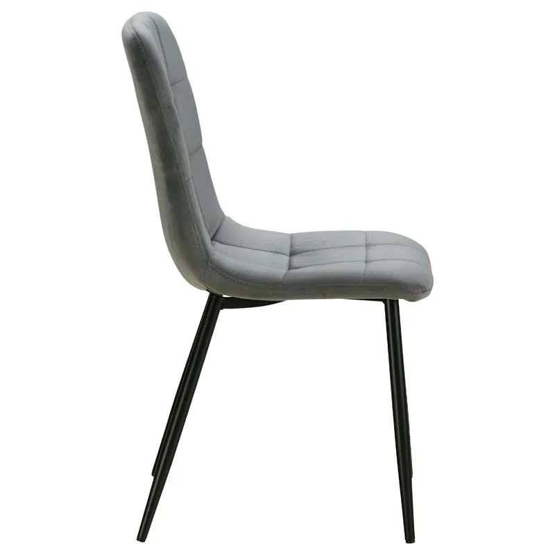 Lot de 2 chaises de salle à manger cuisine confortable et moderne en tissu velours gris pieds en métal noir CDS06102