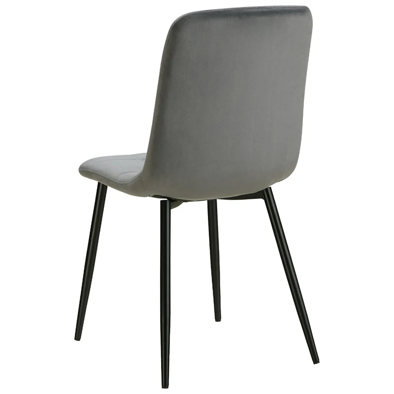 Lot de 2 chaises de salle à manger cuisine confortable et moderne en tissu velours gris pieds en métal noir CDS06102