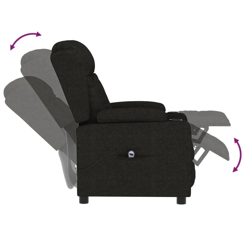 Fauteuil relax TV fonction de levage électrique très confortable en tissu noir DEC028498