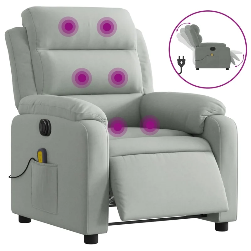 Fauteuil relax TV fonction de levage électrique très confortable 6 points de massageen velours gris DEC028298