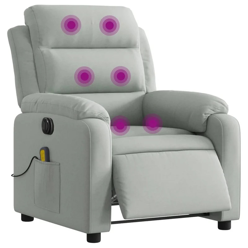 Fauteuil relax TV fonction de levage électrique très confortable 6 points de massageen velours gris DEC028298