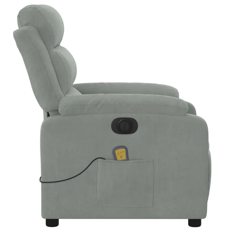 Fauteuil relax TV fonction de levage électrique très confortable 6 points de massageen velours gris DEC028298