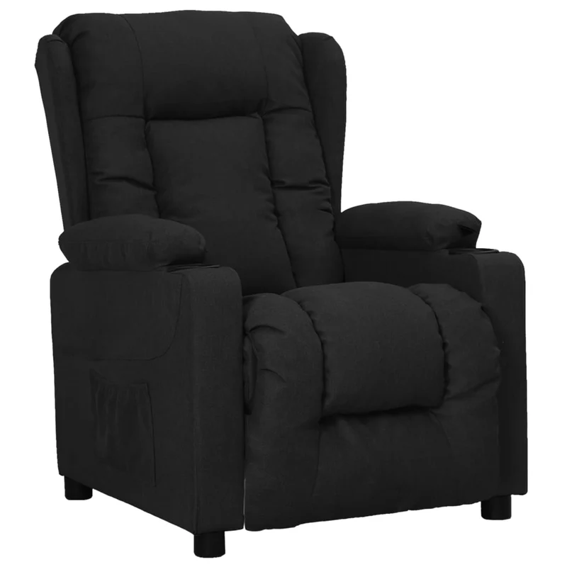 Fauteuil relax TV rembourrage confortable fonction d'inclinaison manuelle en tissu noir DEC028098
