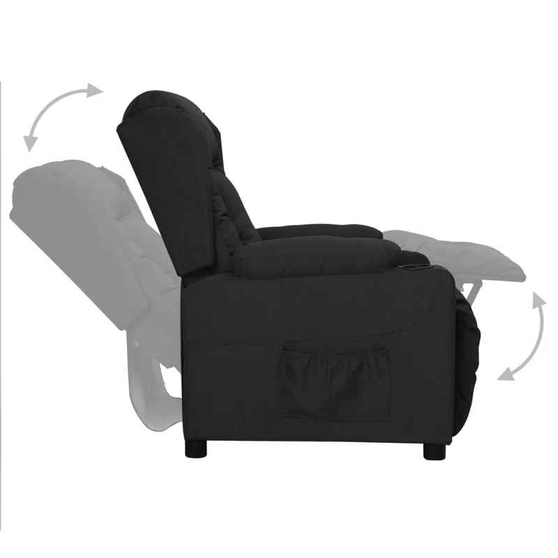 Fauteuil relax TV rembourrage confortable fonction d'inclinaison manuelle en tissu noir DEC028098