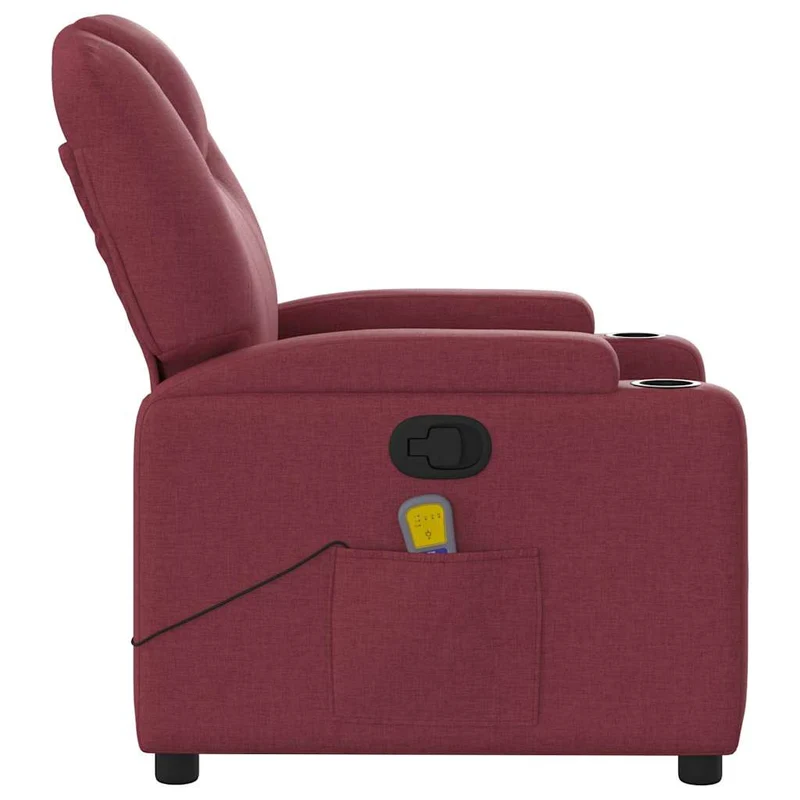 Fauteuil de relaxation TV fonction d'inclinaison manuelle et massage en tissu rouge bordeaux DEC027095