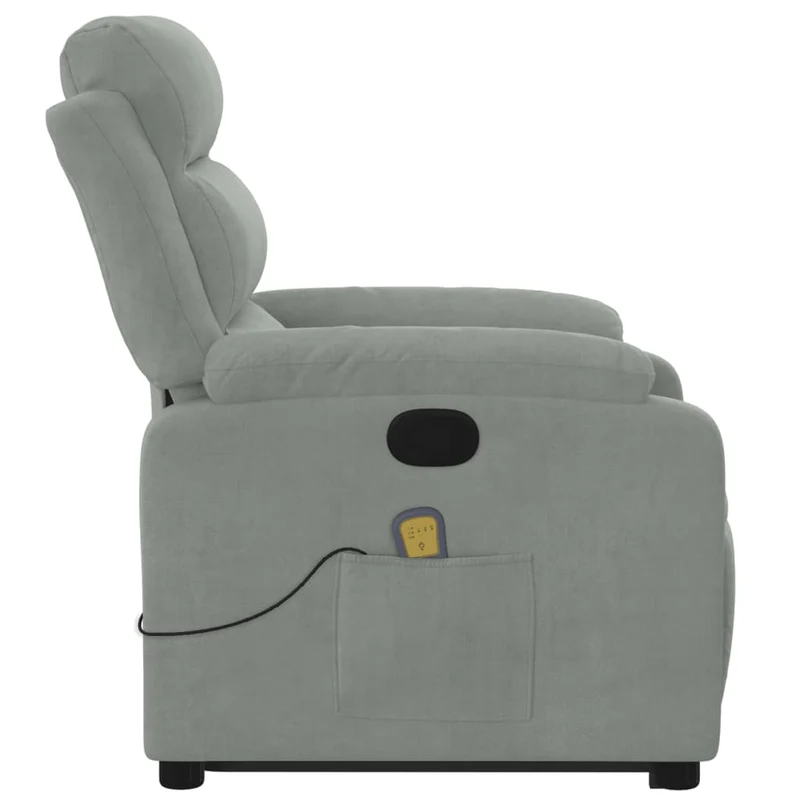 Fauteuil de relaxation TV fonction de levage électrique et massage en velours gris clair DEC026932