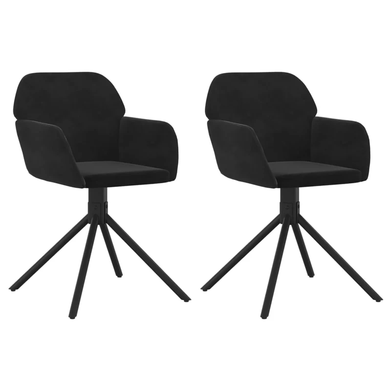 Lot de 2 chaises de salle à manger siège pivotant en velours noir et métal DEC025289