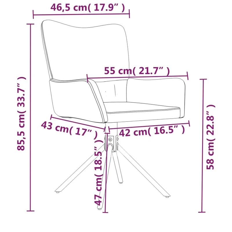 Lot de 2 chaises de salle à manger siège pivotant en velours noir et métal DEC025288