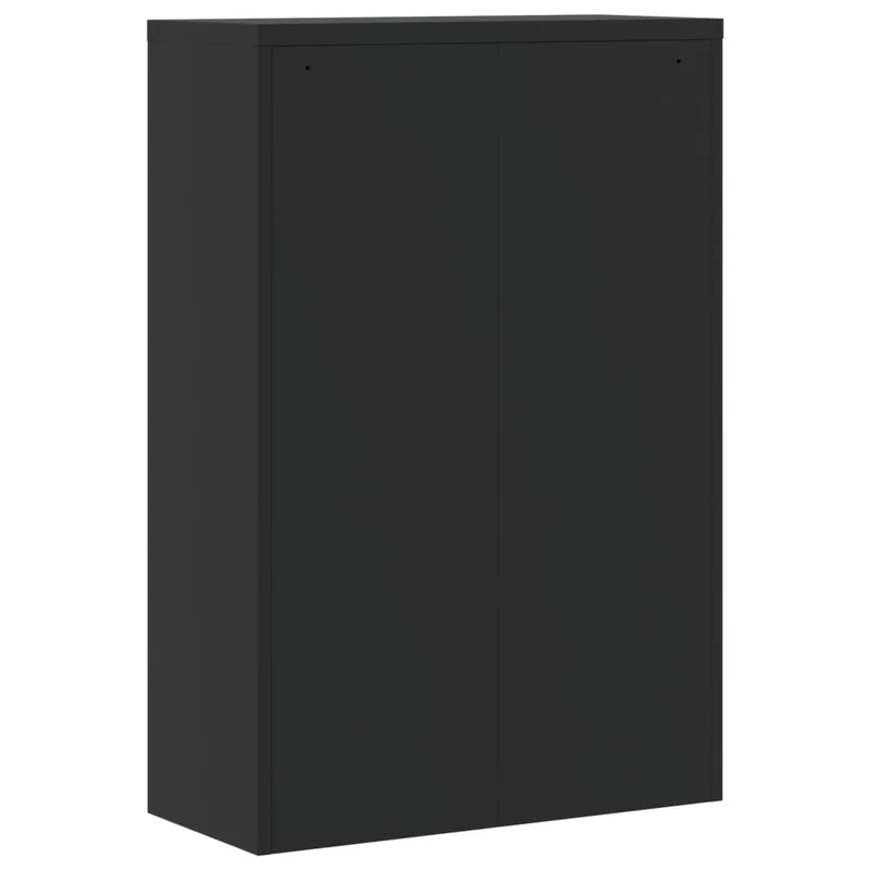 Caissons à tiroirs meuble de bureau avec 3 étagères réglables portes verrouillables 90 x 40 x 140 cm acier noir DEC024590