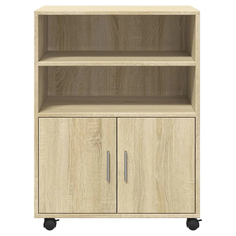 Meuble de bureau sur roulettes armoire de rangement 60 x 48 x 81 cm bois d'ingénierie couleur chêne DEC024494