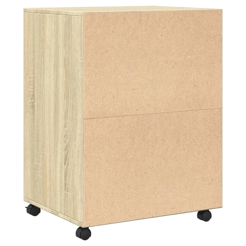 Meuble de bureau sur roulettes armoire de rangement 60 x 48 x 81 cm bois d'ingénierie couleur chêne DEC024494