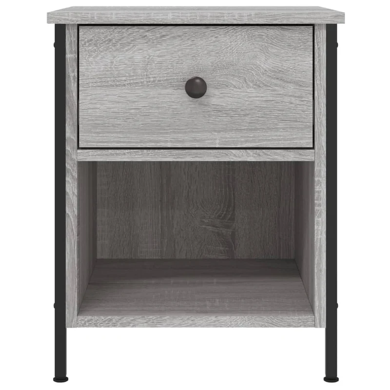Lot de 2 tables de chevet avec tiroir 40 x 42 x 50cm bois d'ingénierie gris et fer DEC035730