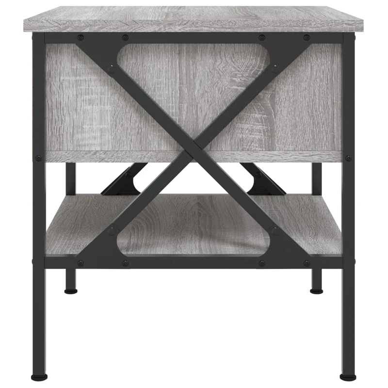 Lot de 2 tables de chevet avec tiroir et étagère 40 x 42 x 45 cm bois ingénierie gris et fer DEC035728