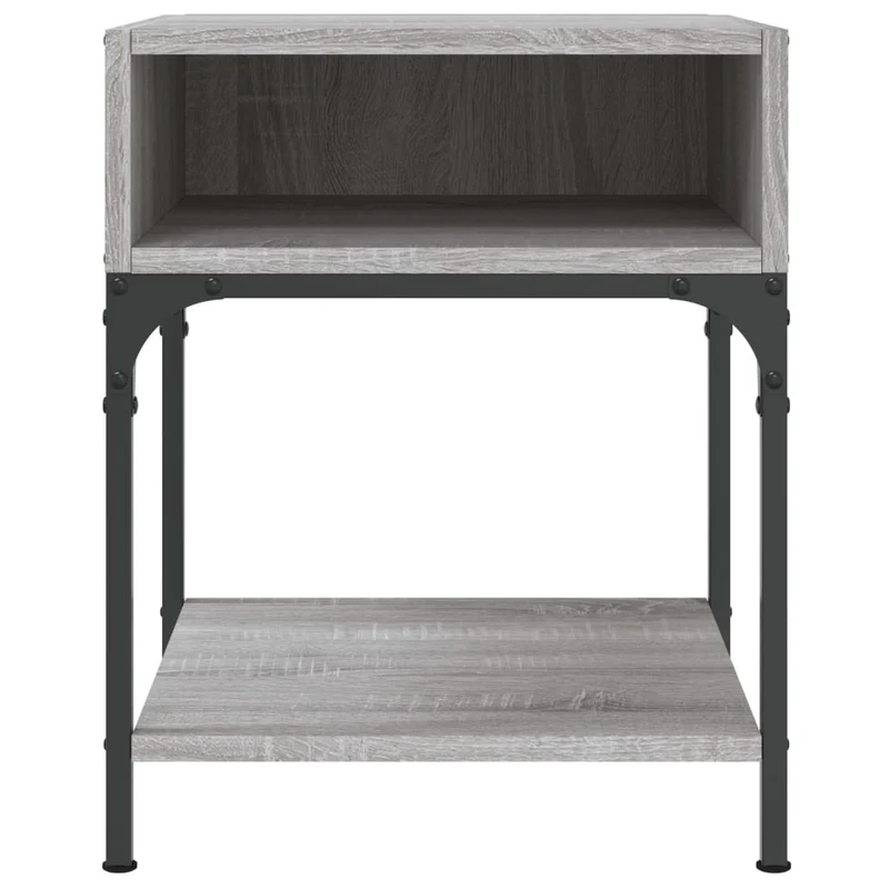 Lot de 2 tables de chevet avec étagère 40 x 41 x 50 cm bois ingénierie gris et fer DEC035727