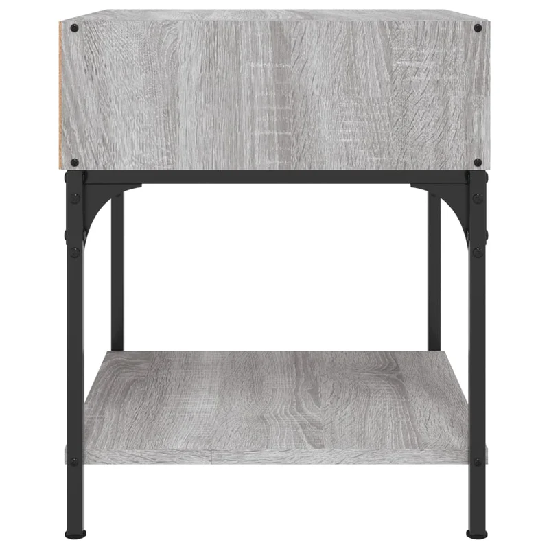 Lot de 2 tables de chevet avec étagère 40 x 41 x 50 cm bois ingénierie gris et fer DEC035727