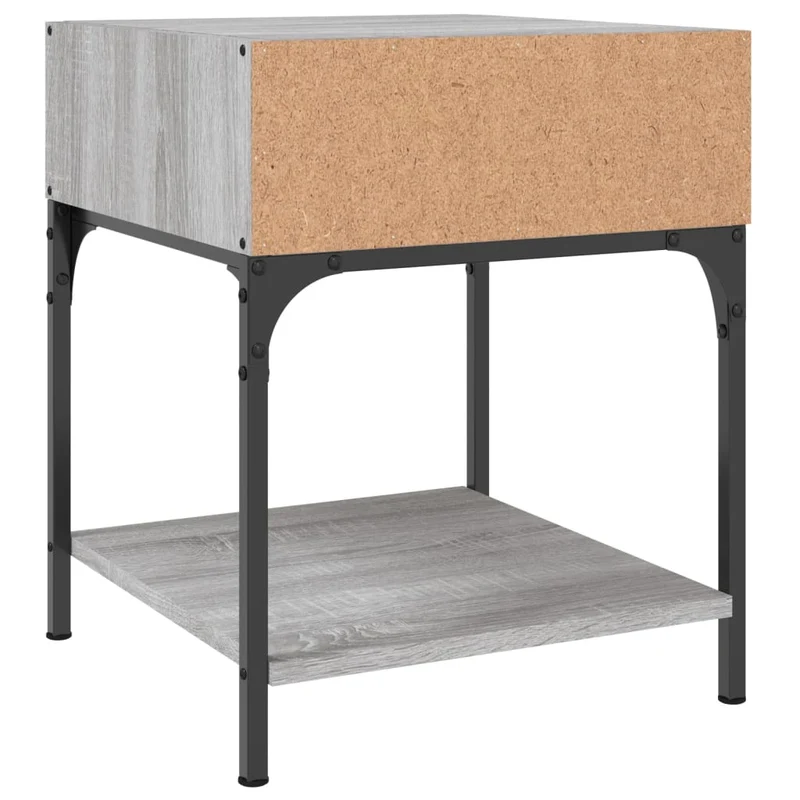 Lot de 2 tables de chevet avec étagère 40 x 41 x 50 cm bois ingénierie gris et fer DEC035727