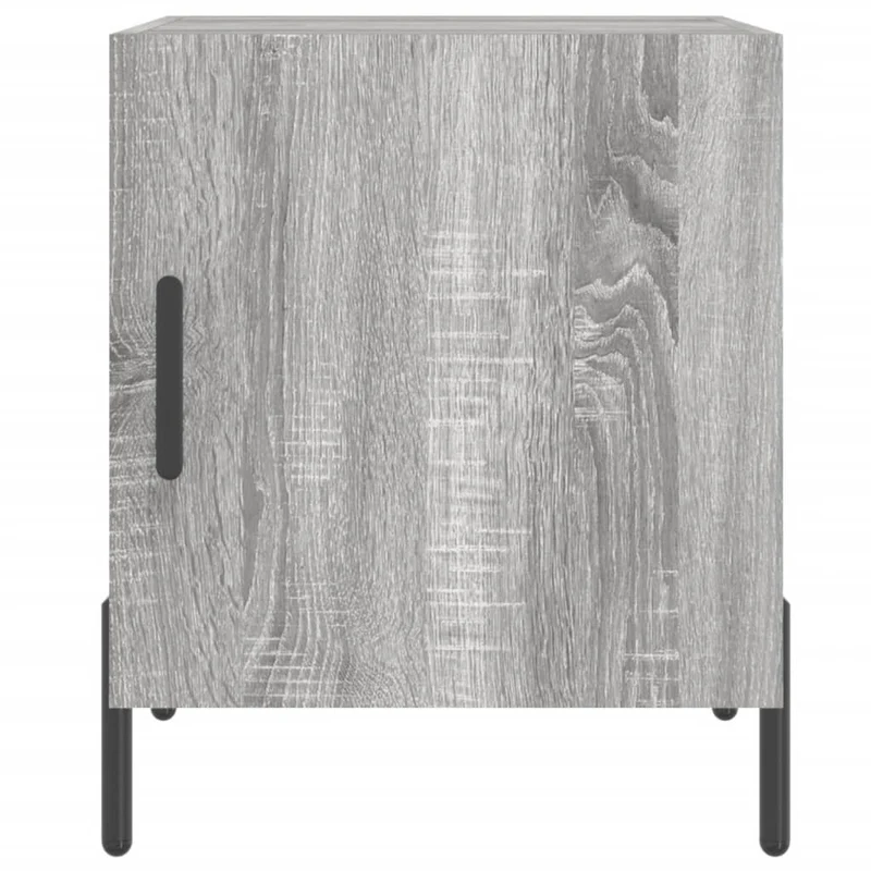 Lot de 2 tables de chevet avec compartiment avec porte 40 x 40 x 50cm bois d'ingénierie gris et fer DEC035722