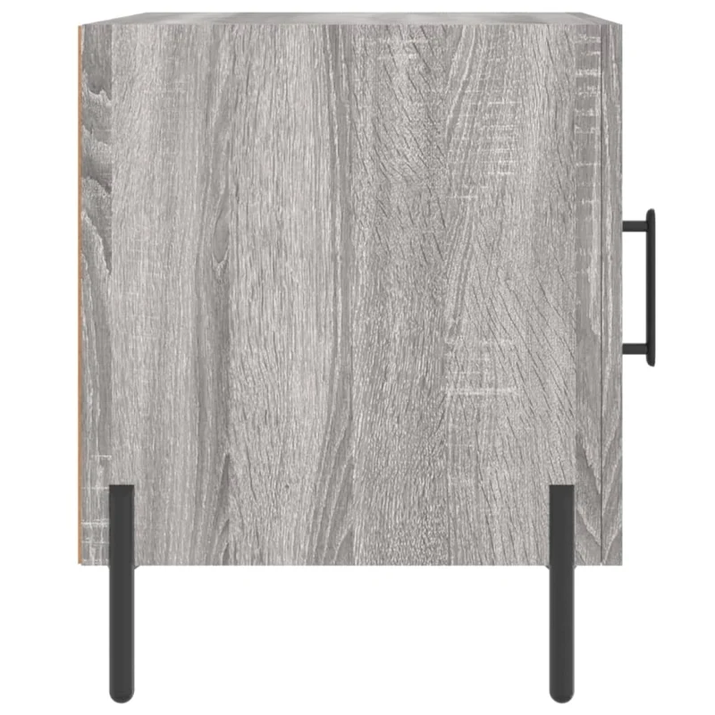 Lot de 2 tables de chevet avec compartiment avec porte 40 x 40 x 50cm bois d'ingénierie gris et fer DEC035722