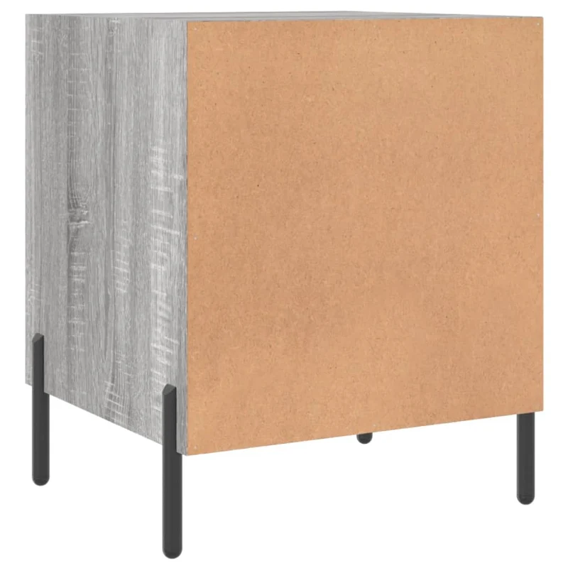 Lot de 2 tables de chevet avec compartiment avec porte 40 x 40 x 50cm bois d'ingénierie gris et fer DEC035722