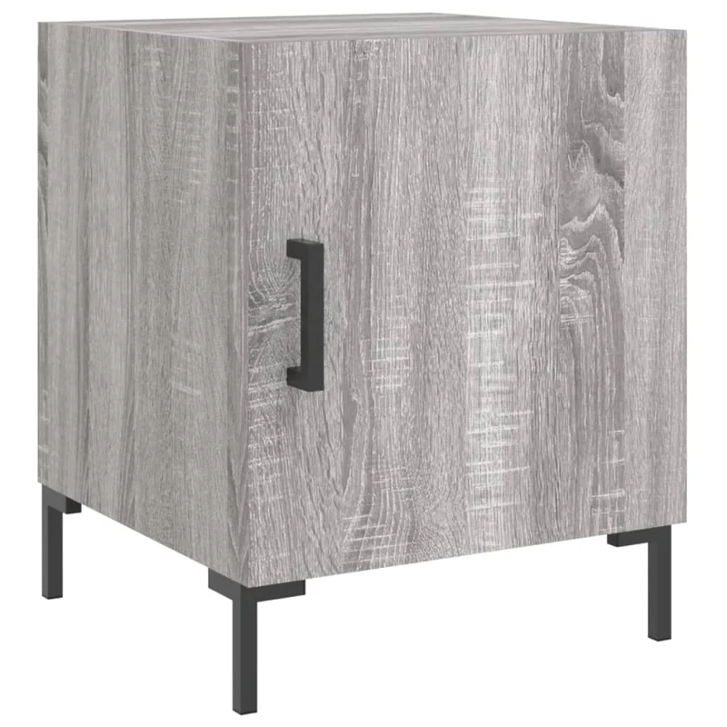Lot de 2 tables de chevet avec compartiment avec porte 40 x 40 x 50cm bois d'ingénierie gris et fer DEC035716