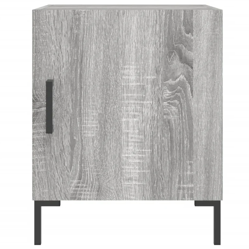 Lot de 2 tables de chevet avec compartiment avec porte 40 x 40 x 50cm bois d'ingénierie gris et fer DEC035716