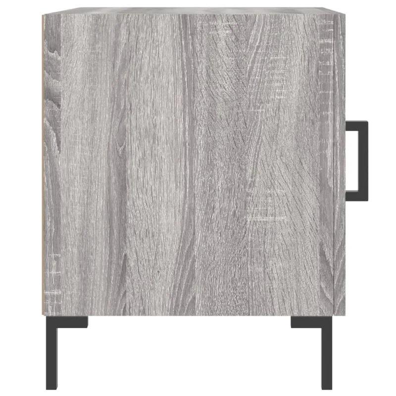 Lot de 2 tables de chevet avec compartiment avec porte 40 x 40 x 50cm bois d'ingénierie gris et fer DEC035716