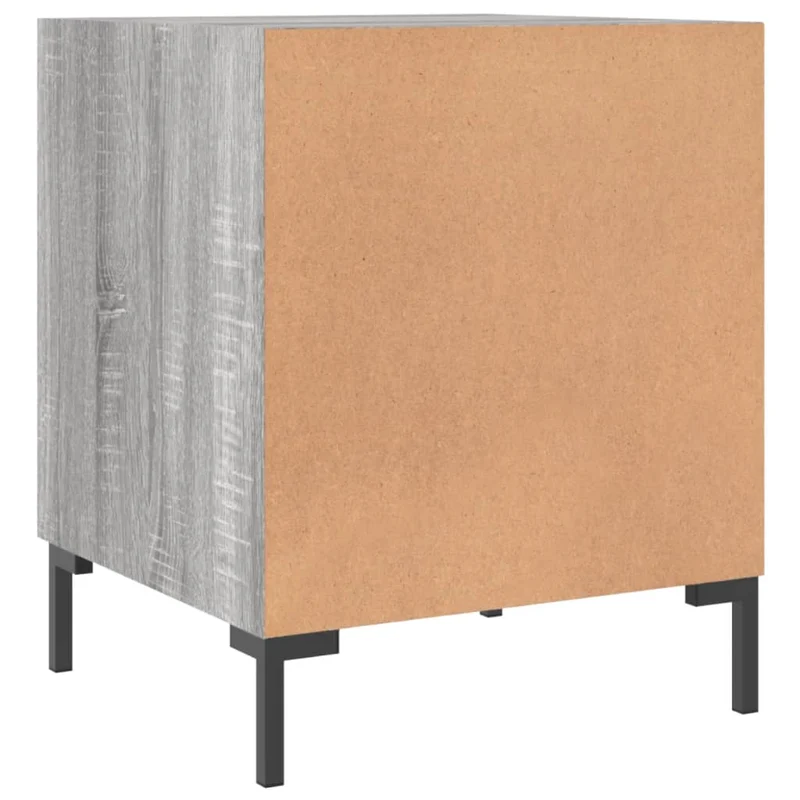Lot de 2 tables de chevet avec compartiment avec porte 40 x 40 x 50cm bois d'ingénierie gris et fer DEC035716