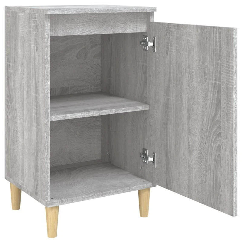 Lot de 2 tables de chevet avec compartiment étagères 40 x 35 x 70cm bois d'ingénierie gris DEC035711