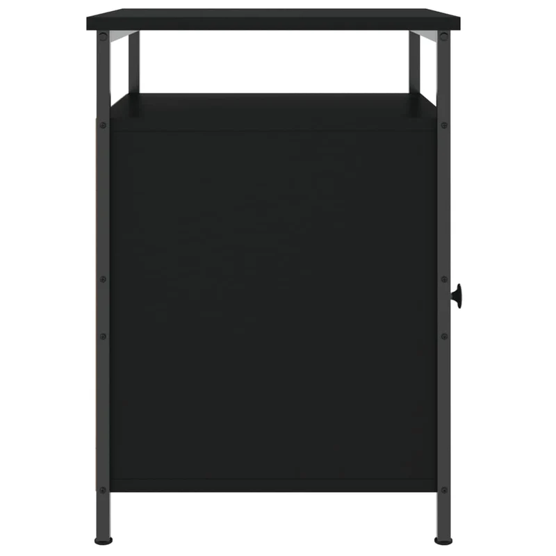 Lot de 2 tables de chevet avec compartiment avec porte 40 x 42 x 60 cm bois d'ingénierie noir et fer DEC035592