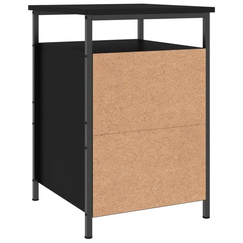 Lot de 2 tables de chevet avec compartiment avec porte 40 x 42 x 60 cm bois d'ingénierie noir et fer DEC035592