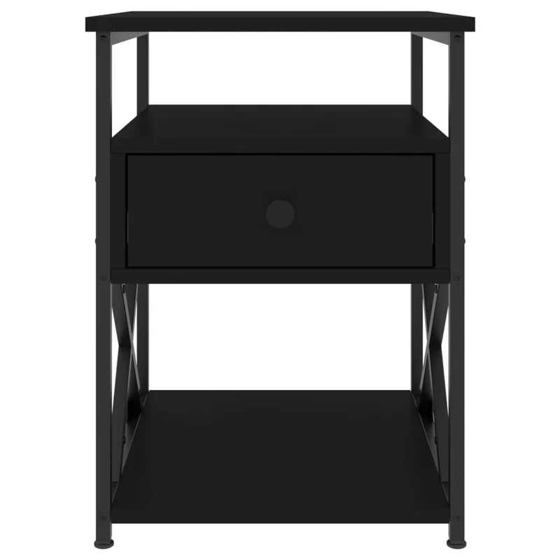 Lot de 2 tables de chevet avec tiroir 40 x 42 x 55 cm bois d’ingénierie noir et fer DEC035587