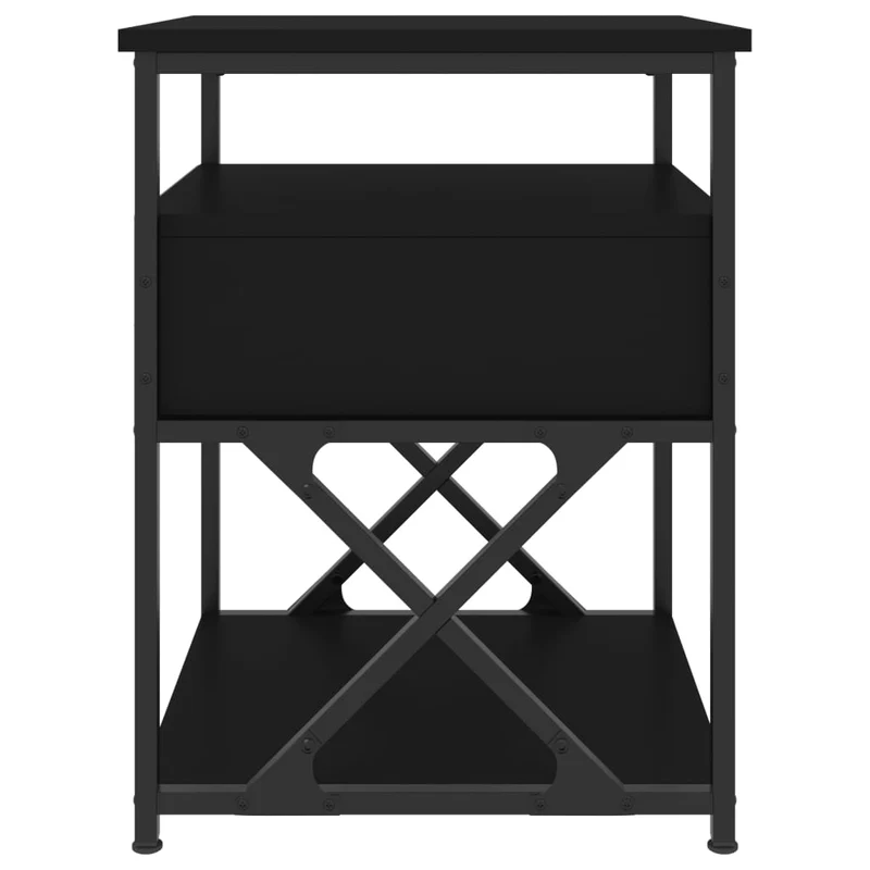 Lot de 2 tables de chevet avec tiroir 40 x 42 x 55 cm bois d’ingénierie noir et fer DEC035587