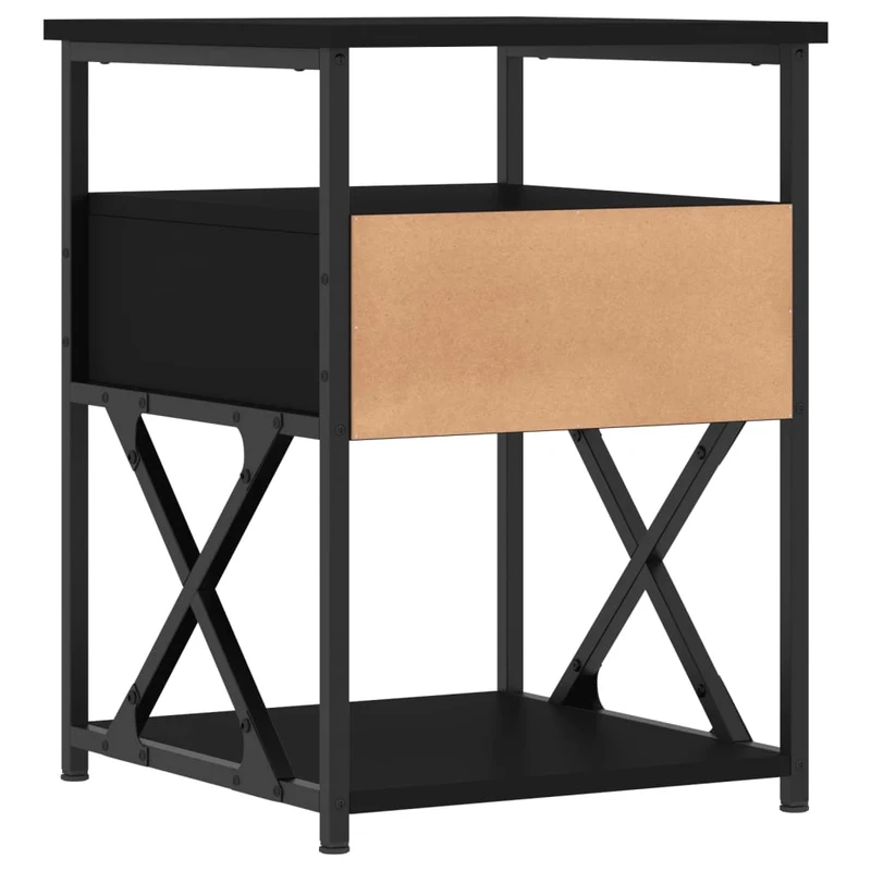 Lot de 2 tables de chevet avec tiroir 40 x 42 x 55 cm bois d’ingénierie noir et fer DEC035587