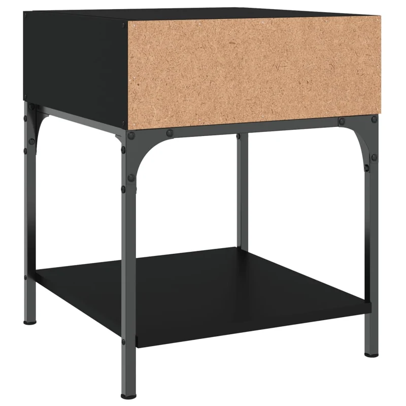 Lot de 2 tables de chevet avec compartiment ouvert 40 x 41 x 50 cm bois d’ingénierie noir et fer DEC035583