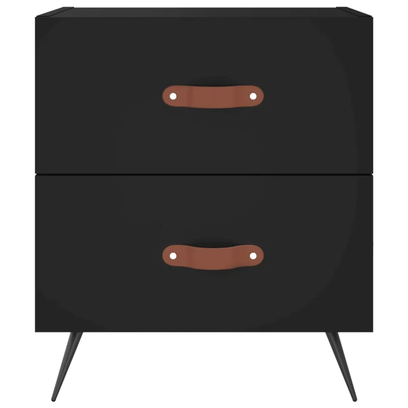 Lot de 2 tables de chevet avec deux tiroirs 40 x 35 x 47,5 cm bois d’ingénierie noir et fer DEC035533
