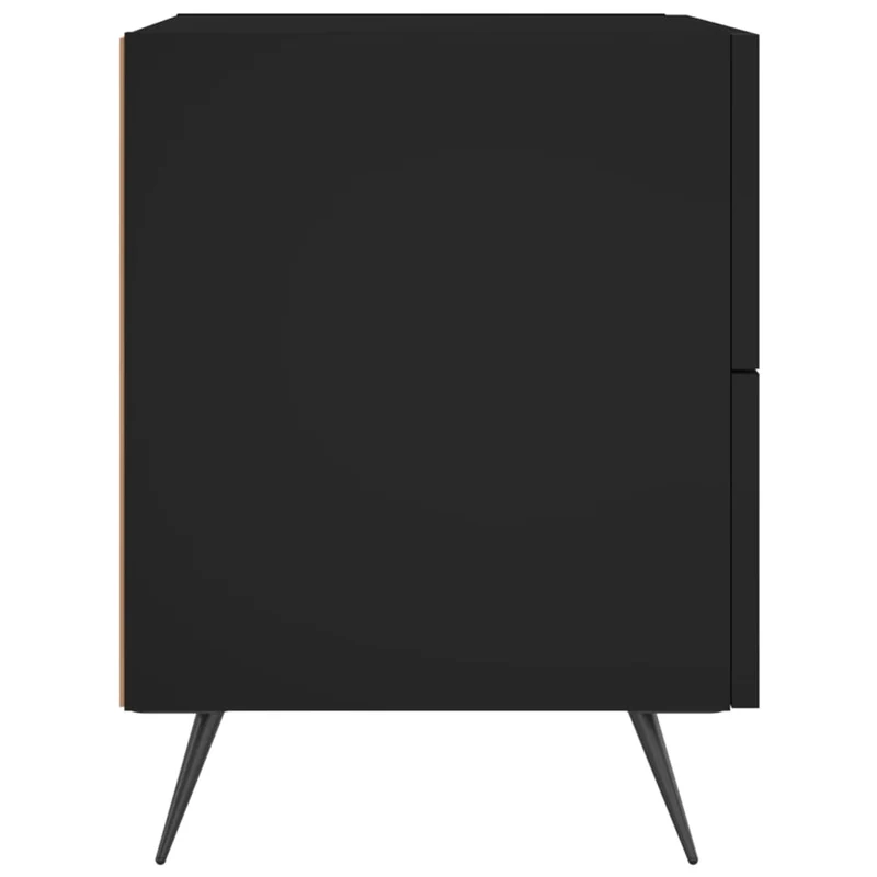 Lot de 2 tables de chevet avec deux tiroirs 40 x 35 x 47,5 cm bois d’ingénierie noir et fer DEC035533