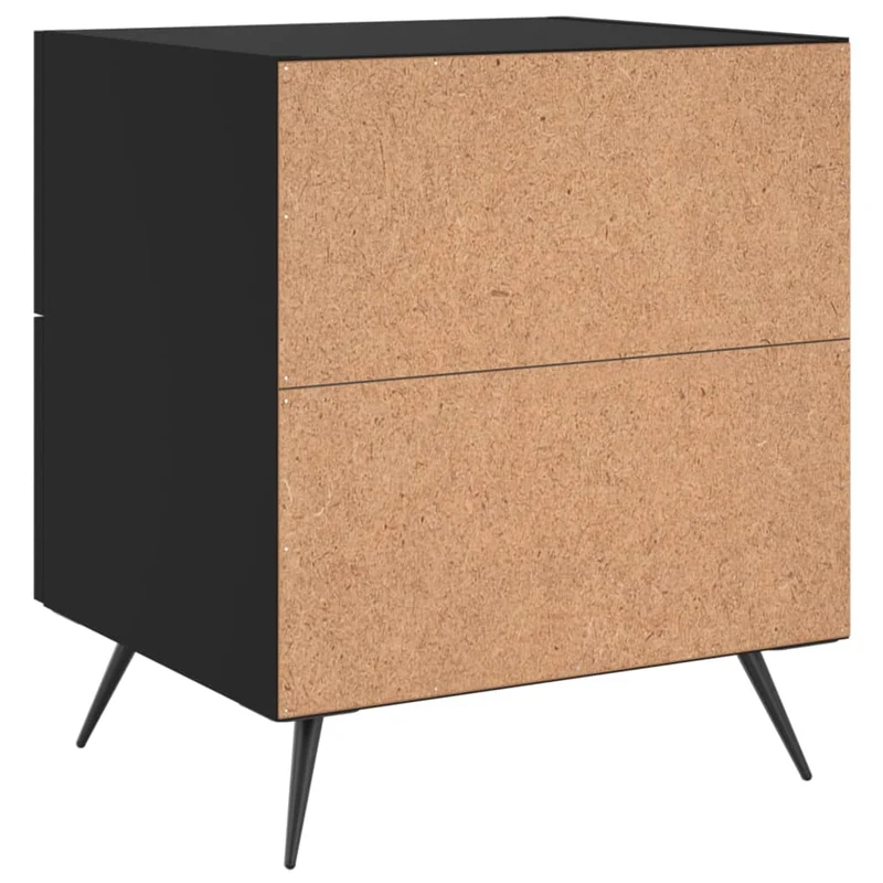 Lot de 2 tables de chevet avec deux tiroirs 40 x 35 x 47,5 cm bois d’ingénierie noir et fer DEC035533